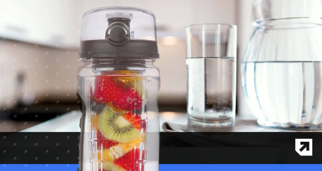 Water bottle with fruit infusions.