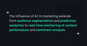 "The influence of AI in marketing extends from audience segmentation and predictive analytics to real-time monitoring of content performance and sentiment analysis."